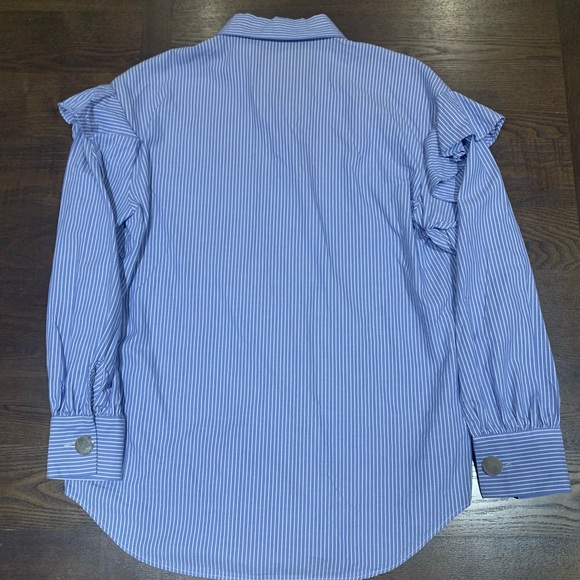 NWOT Zara Blue & White Pinstripe Button Down Shirt - Picture 2 of 5